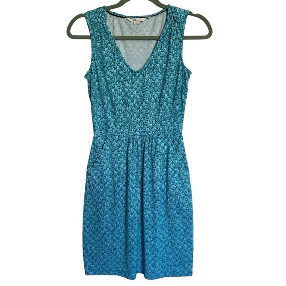 Boden Melinda Seashell Sleeveless Blue Midi Dress Size 2P - Picture 3 of 10